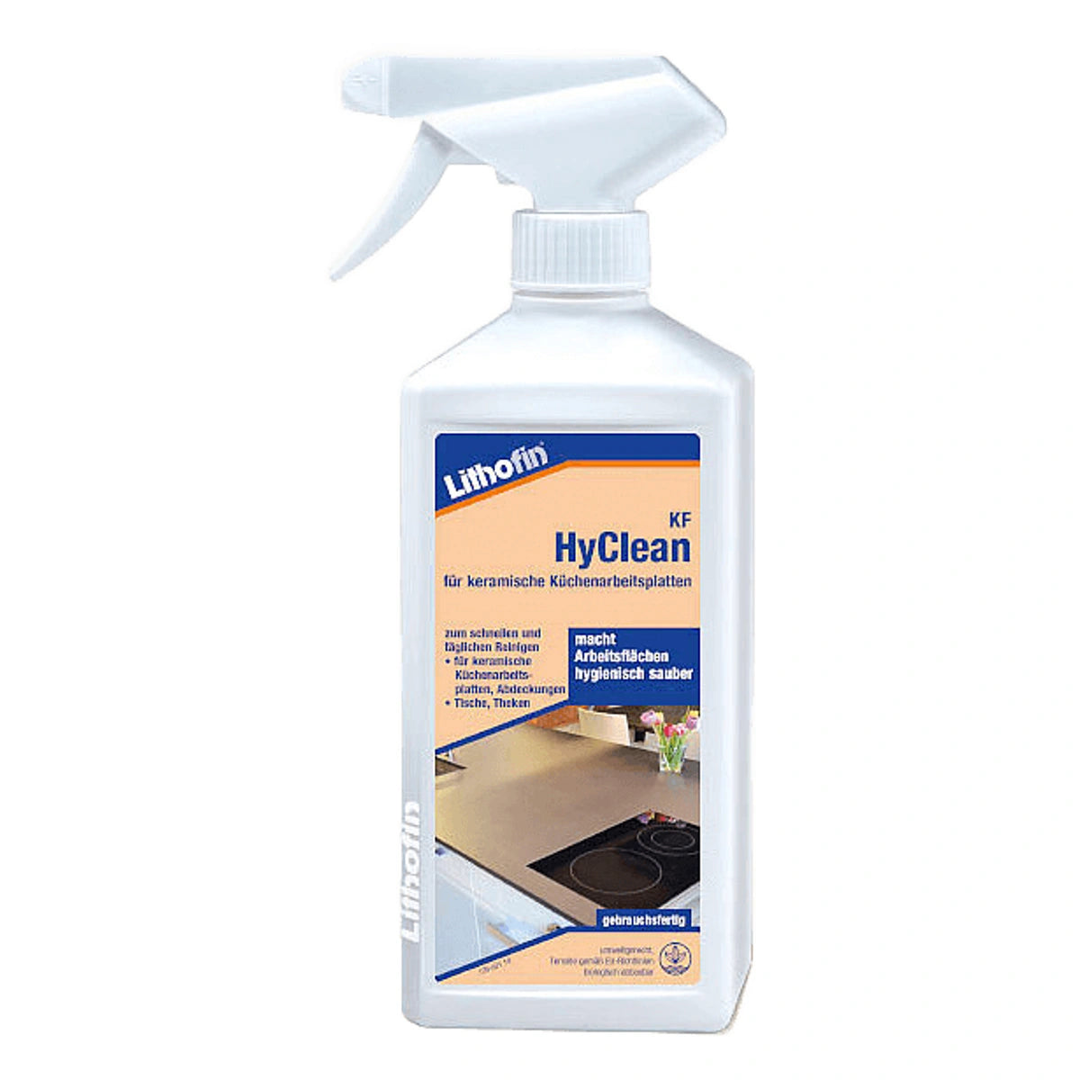 Lithofin KF HyClean in witte sprayfles. Steen- en keramische keukenreiniger.
