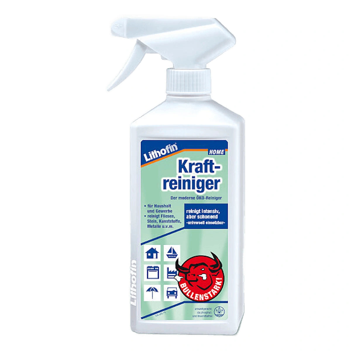 Sprayfles Lithofin Kraftreiniger universele steenreiniger voor binnen en buiten.