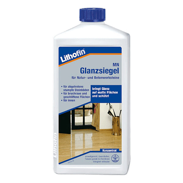 Fles Lithofin MN Care-Seal voor natuur- en kunststeen, glansafdichting en verzorging.